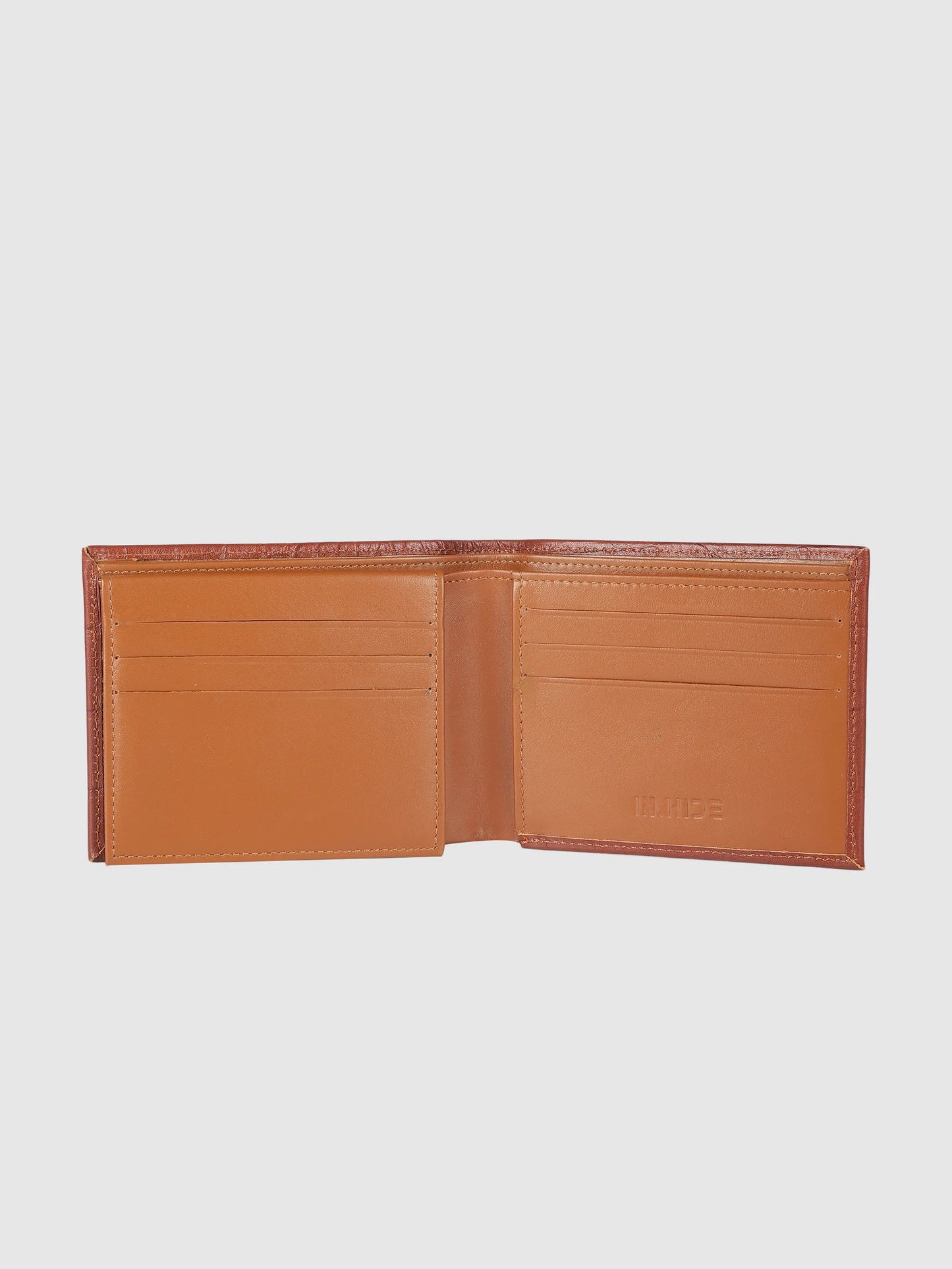 IN.HIDE Classic Croco Dual Cognac & Tan  Real Leather Bi-Fold Wallet with 11 Card Holders for Men