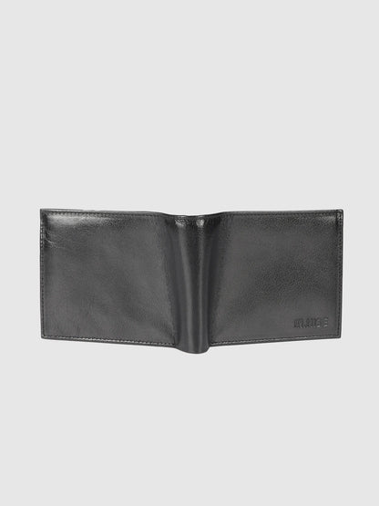 IN.HIDE Black Soft Matte Finish Real Leather Wallet for Men - 6 card slots with coin Pocket
