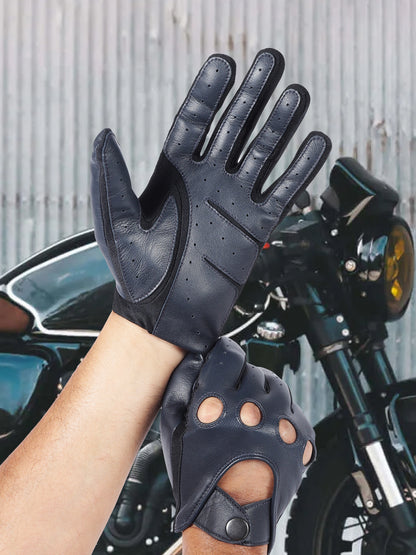 IN.HIDE Classic Rider Gloves - Navy Blue