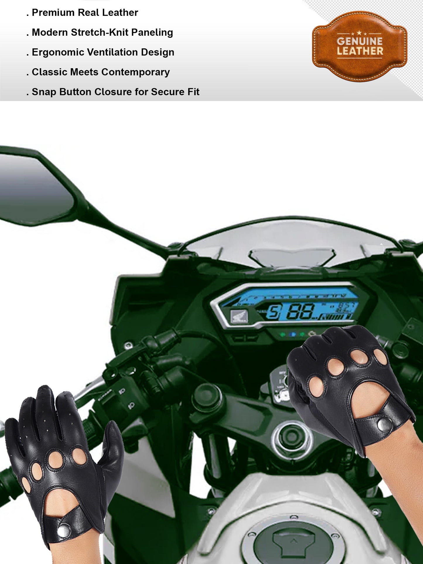 IN.HIDE Classic Rider Gloves - Black