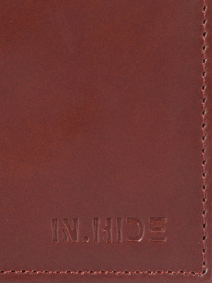 IN.HIDE Cherry Red Soft Shiny Real Leather Wallet for Men - 6 card slots with coin Pocket