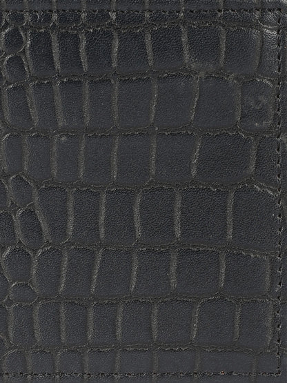 IN.HIDE Black Croco Texture Real Leather Wallet for Men
