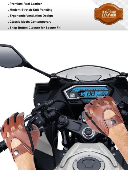 IN.HIDE Classic Rider Gloves - Brown Cognac