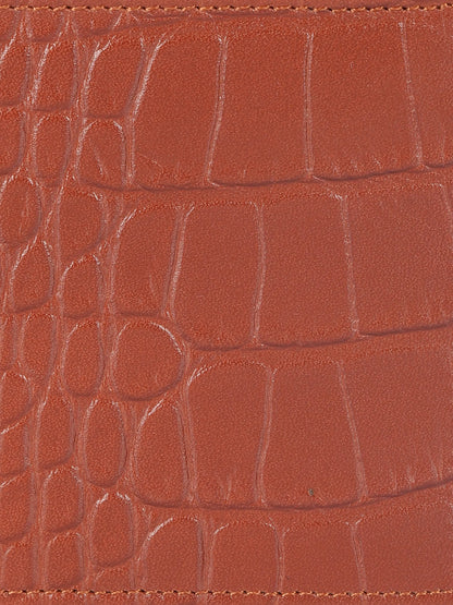 IN.HIDE Classic Croco Dual Cognac & Tan  Real Leather Bi-Fold Wallet with 11 Card Holders for Men