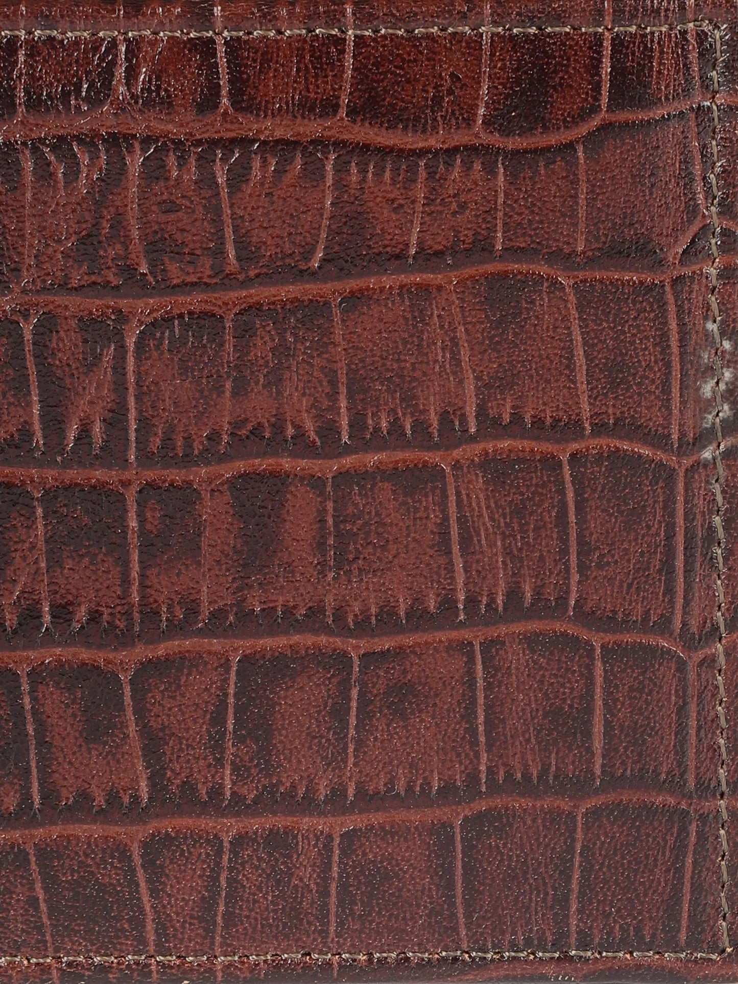 IN.HIDE Classic Maroon Croco Texture Real Leather Bi-Fold Wallet with 10 Card Holders for Men