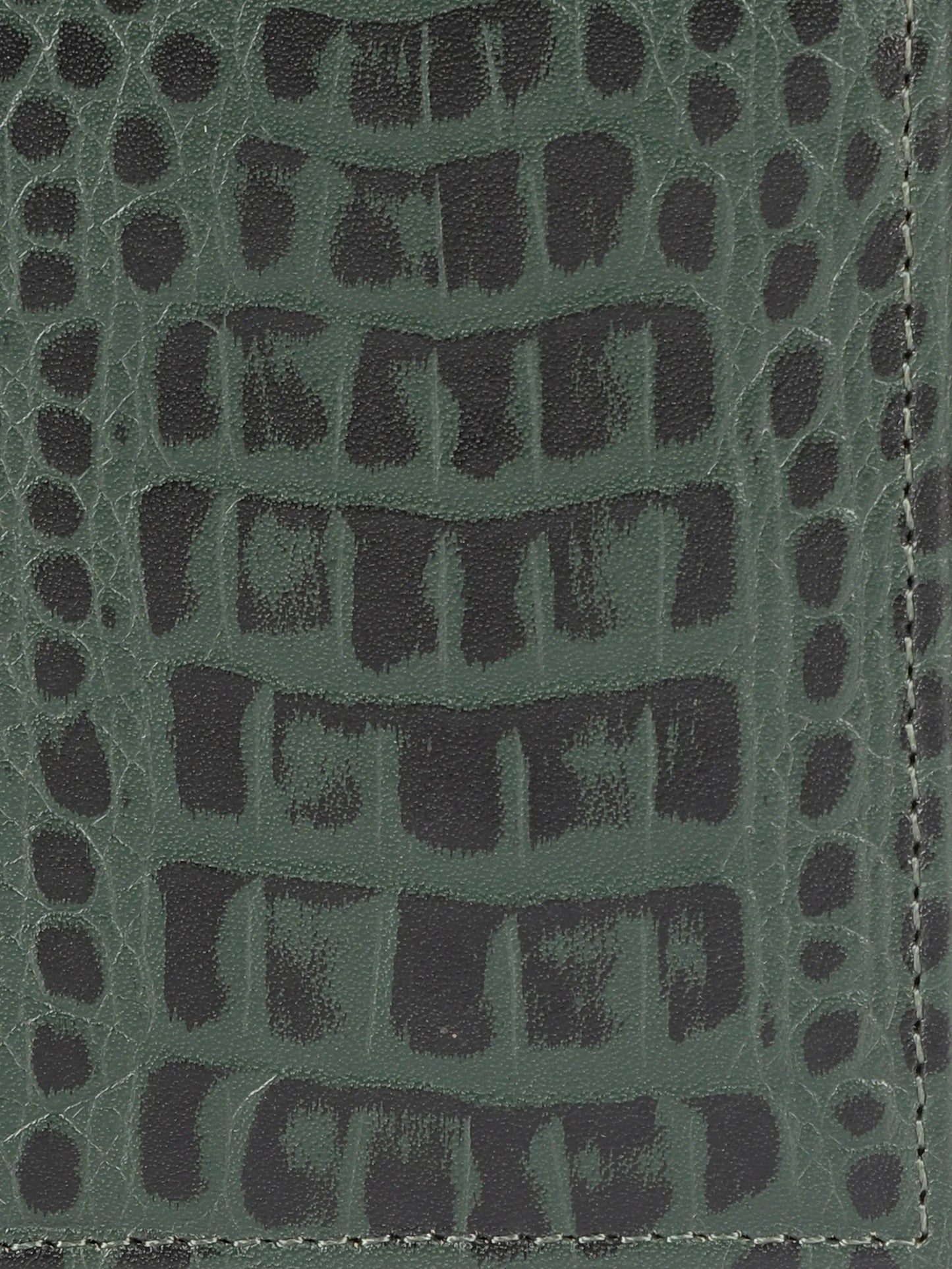 IN.HIDE Classic Croco Olive Real Leather Bi-Fold Wallet with 11 Card Holders for Men