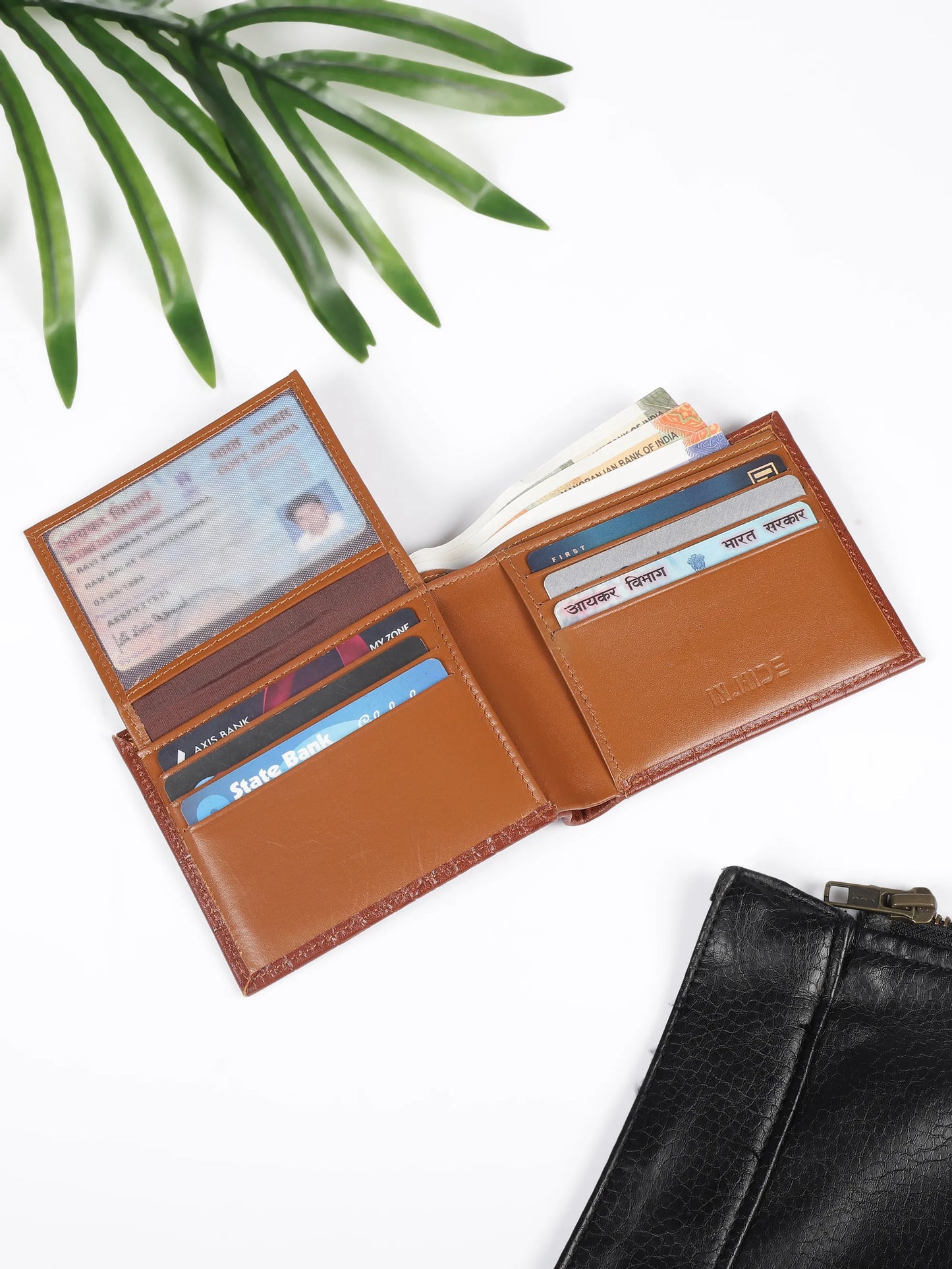 IN.HIDE Classic Croco Dual Cognac & Tan  Real Leather Bi-Fold Wallet with 11 Card Holders for Men