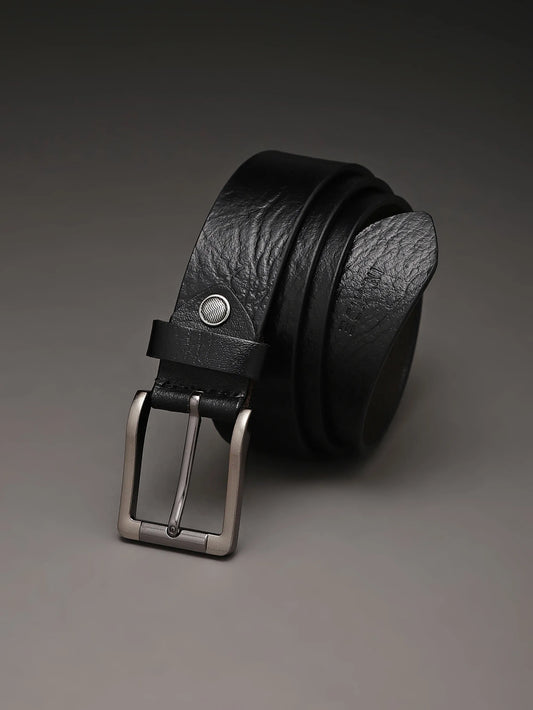 INHIDE Black Leather Casual Belt Men
