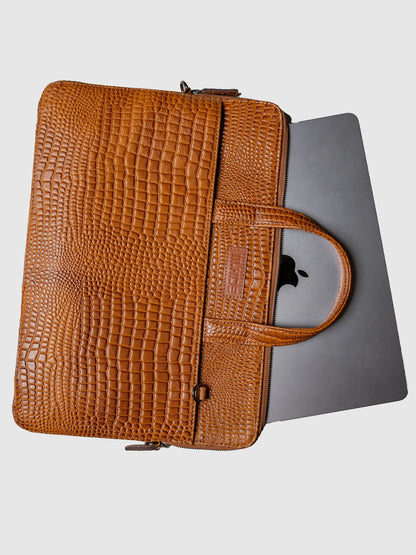 INHIDE Executive Croco Leather Laptop Bag