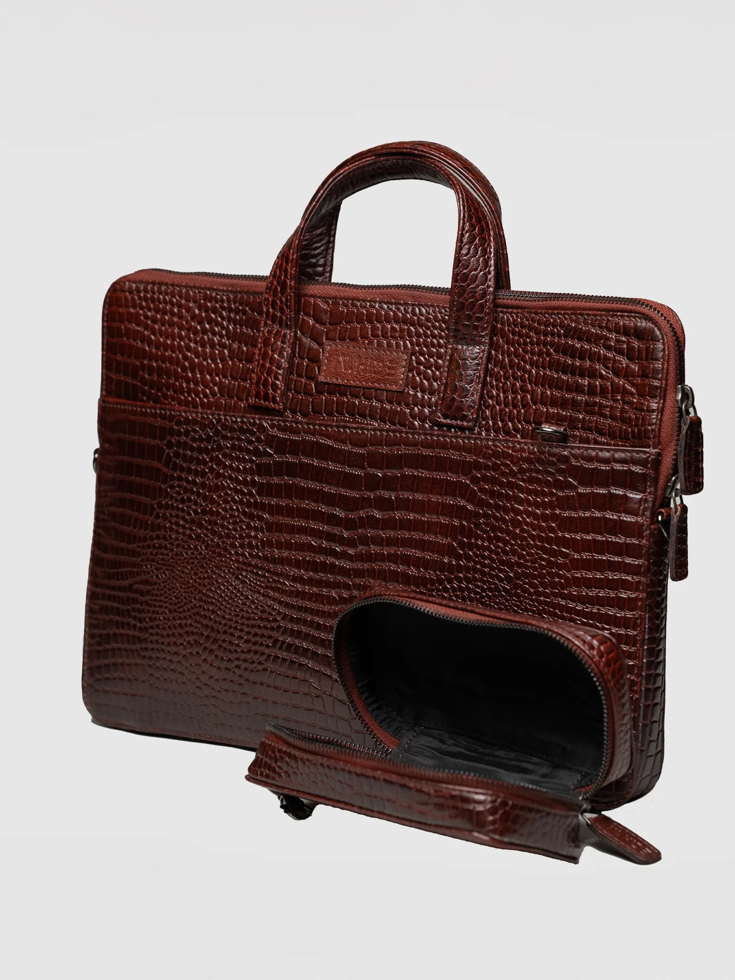 INHIDE Executive Croco Leather Laptop Bag