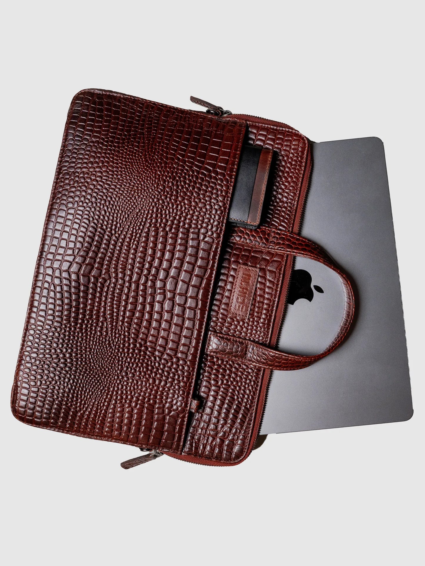 INHIDE Executive Croco Leather Laptop Bag