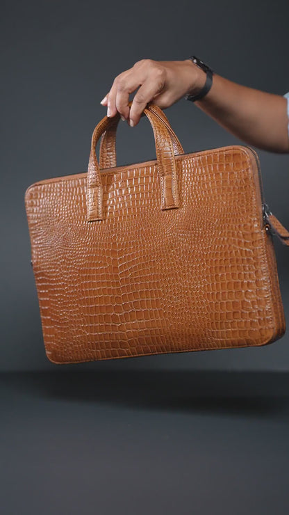 INHIDE Executive Croco Leather Laptop Bag