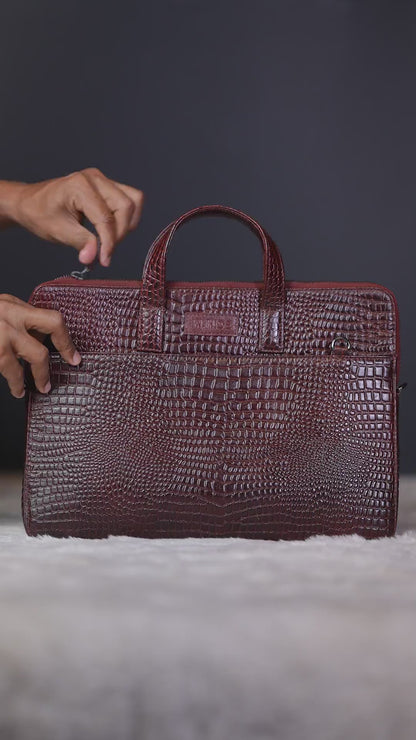 INHIDE Executive Croco Leather Laptop Bag